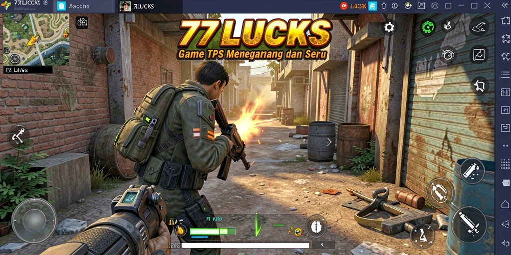 Screenshot gameplay <strong>77LUCKS</strong> saat pemain beraksi di medan perang.