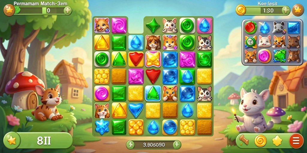 Gameplay seru di 8II dengan elemen Match-3 yang memikat.