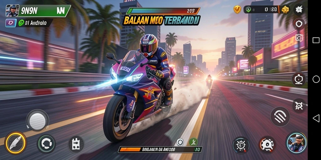 Gameplay seru berbalapan motor di berbagai trek menantang.