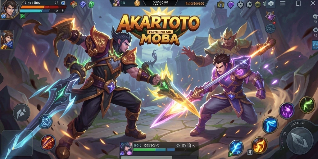 Tampilan seru gameplay <strong>AKARTOTO</strong> saat pertempuran antar tim.