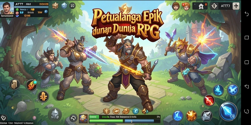 Tangkapan layar AT777 menampilkan aksi seru dalam pertempuran RPG.