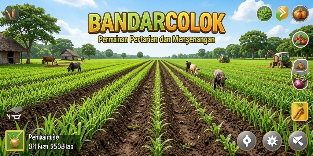 Screenshot gameplay BANDARCOLOK yang menunjukkan aktivitas bertani.