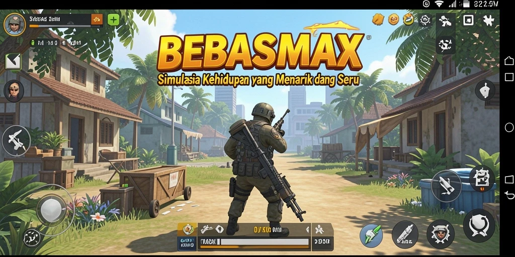 Screenshot gameplay BEBASMAX dengan tampilan interaksi karakter yang dinamis.