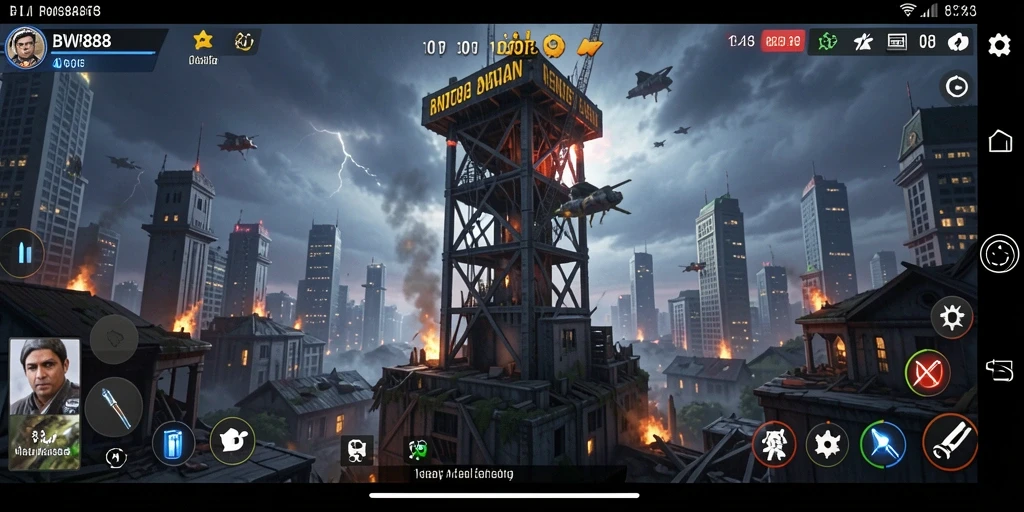 Tampilan gameplay BW888 yang menegangkan dalam mode Tower Defense.
