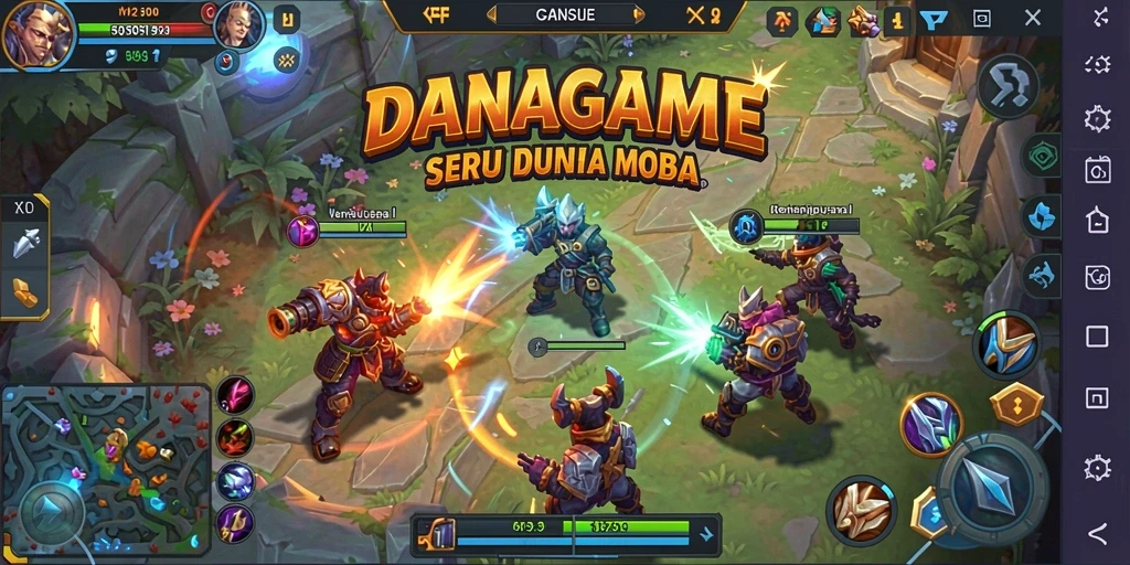 Tampilan gameplay seru dan menarik dari DANAGAME MOBA.