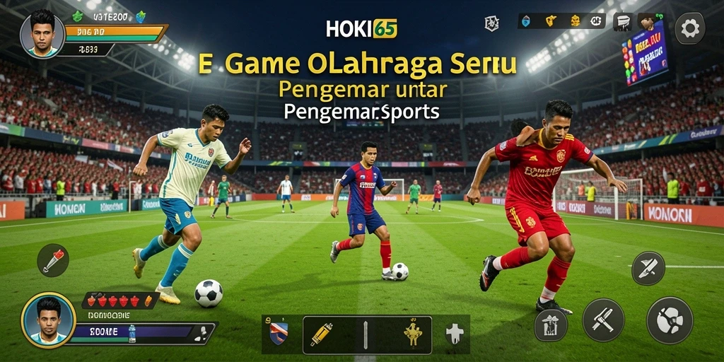Screenshot utama HOKI65 menampilkan aksi gameplay seru di lapangan olahraga.