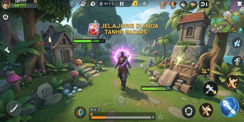 Gameplay HP777 yang mengajak pemain menjelajahi dunia terbuka.