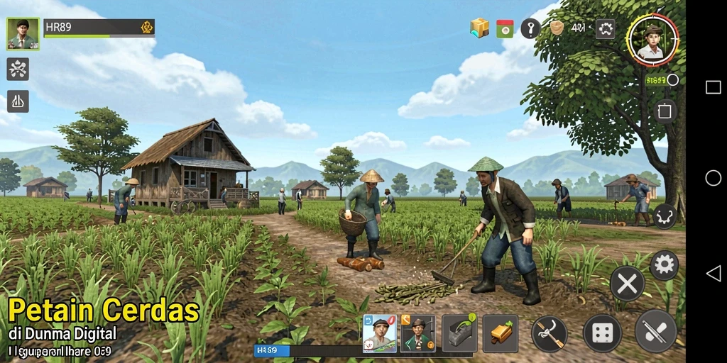 Screenshot utama HR89 menampilkan gameplay menarik saat bertani.