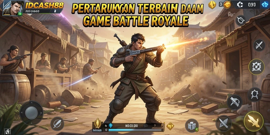 Gameplay seru IDCASH88 dalam pertempuran Battle Royale.