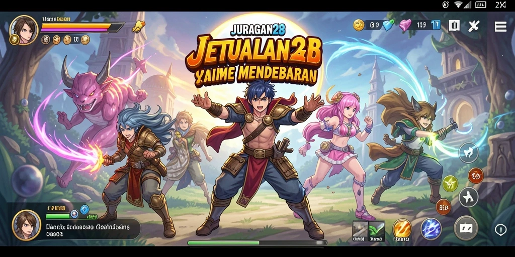Tampilan gameplay menarik dari JURAGAN28 dengan karakter anime yang dinamis.