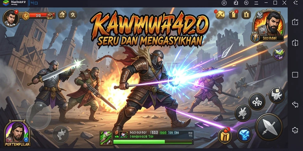 Tangkapan layar KAWAT4D menampilkan aksi pertempuran mendebarkan.