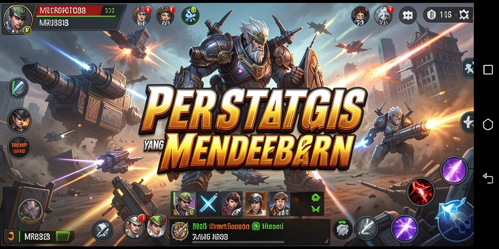 Tangkapan layar MR888 menampilkan pertempuran strategi epik dan unit yang beragam.