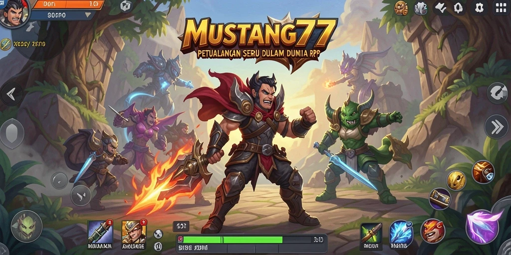 Tangkapan layar gameplay MUSTANG77 menampilkan aksi RPG yang mendebarkan.
