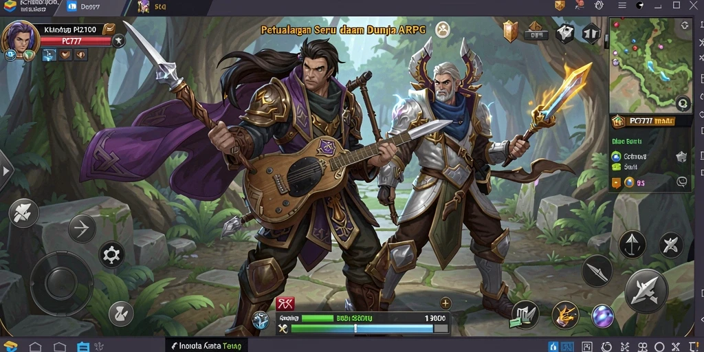 Screenshot gameplay PC777 yang menunjukkan pertarungan epik dalam ARPG.