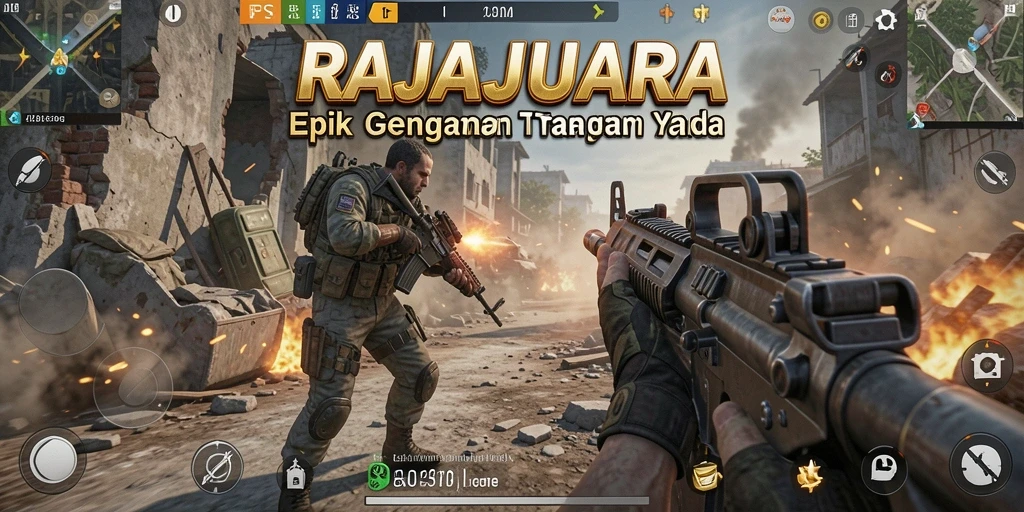 Tampilan seru dari gameplay RAJAJUARA dalam aksi FPS.