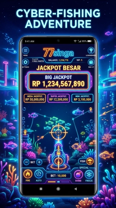 Tampilan utama aplikasi 77singa dengan opsi unduh mudah.